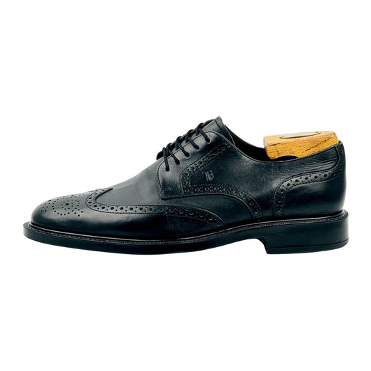 Tods Black Leather Wingtip Brogue Derby Shoes (Size 41.5)