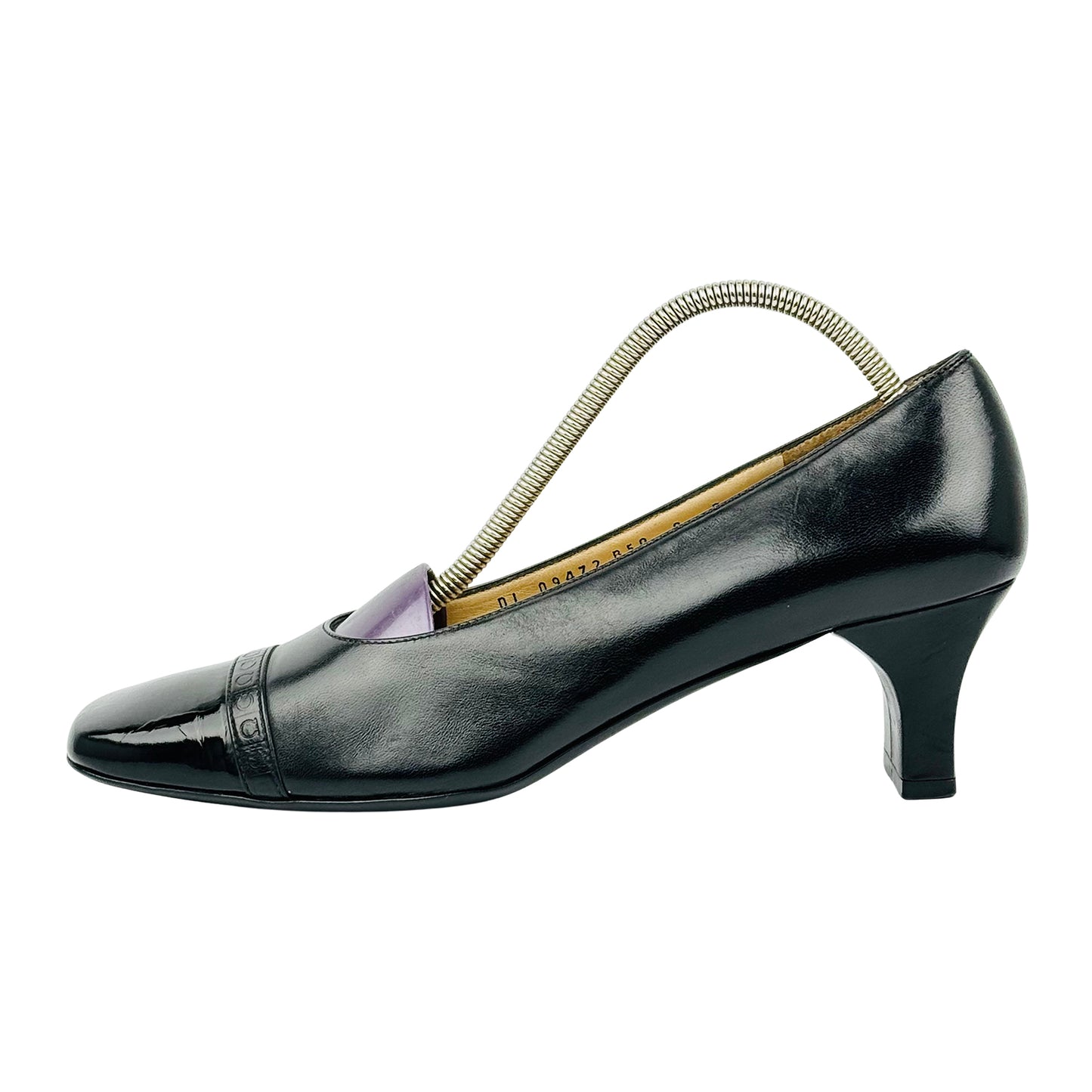 Salvatore Ferragamo Black Patent Leather Pumps (Size 38)