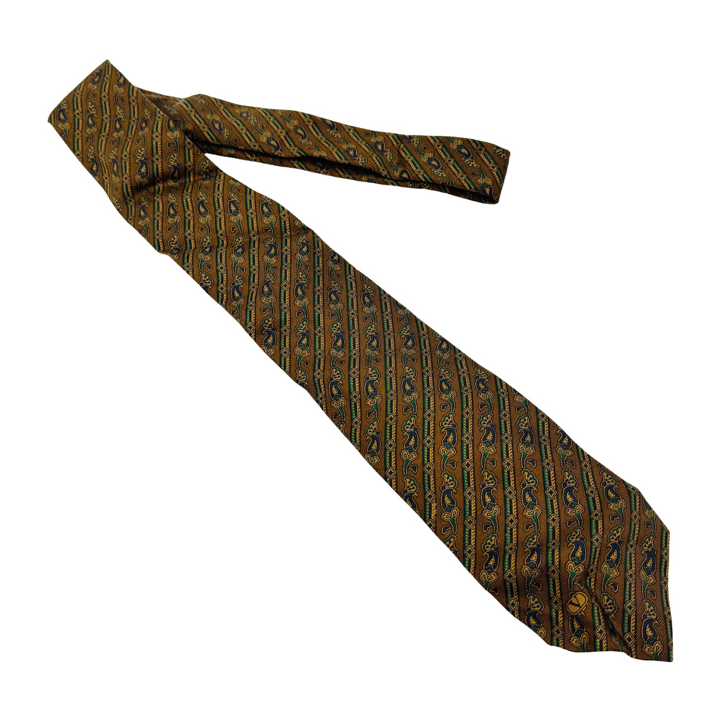 Valentino Brown 'Patterned Diagonal Stripes' Silk Tie (Size Regular)