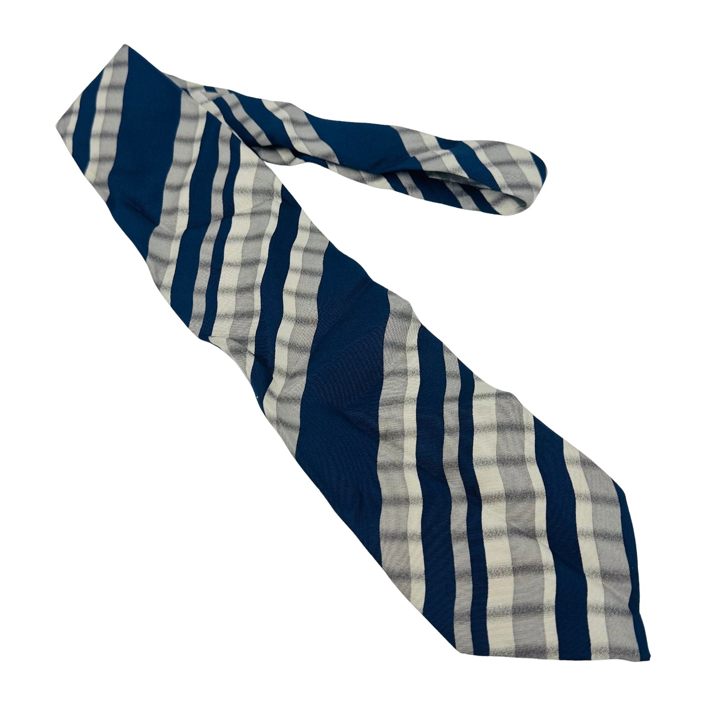 Giorgio Armani Blue 'Wavy Diagonal Stripes' Tie (Size Regular)