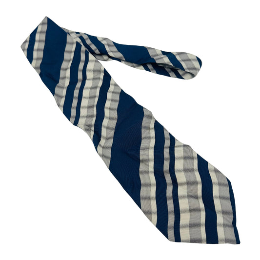 Giorgio Armani Blue 'Wavy Diagonal Stripes' Tie (Size Regular)