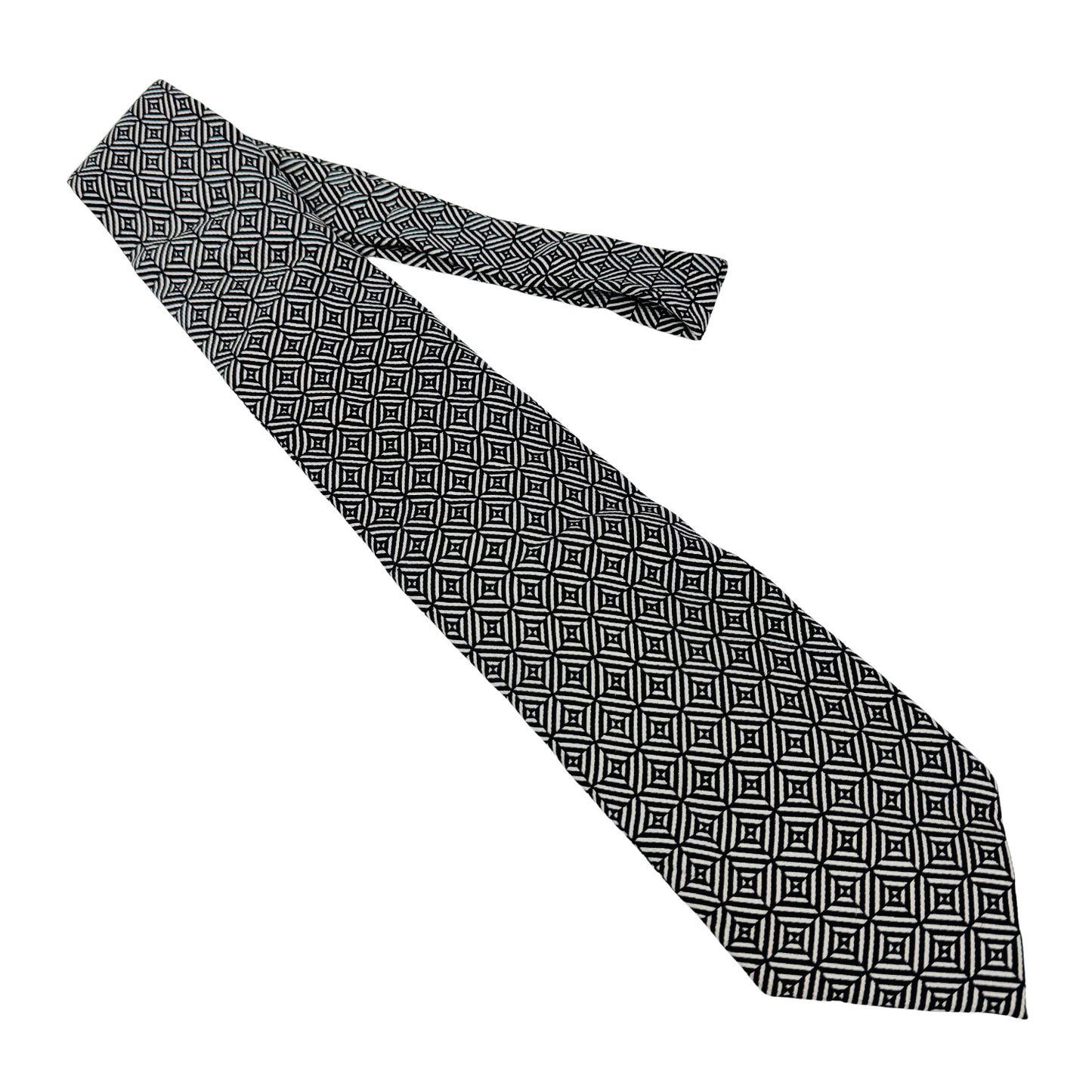 Valentino Black White 'Geometric Pattern' Tie (Size Regular)