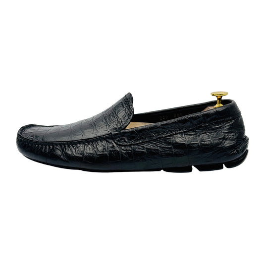 Prada Men's Crocodile Leather Black Loafers (Size 42.5/43) - 2DD 003