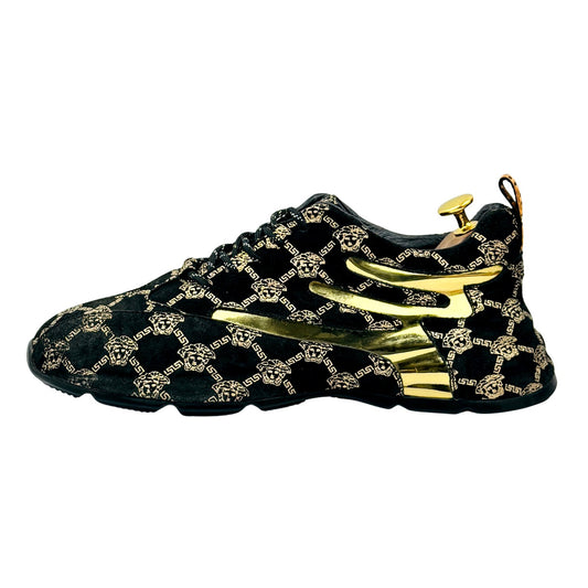 Versace Men's 'Black Metallic Gold' Sneakers (Size 42)
