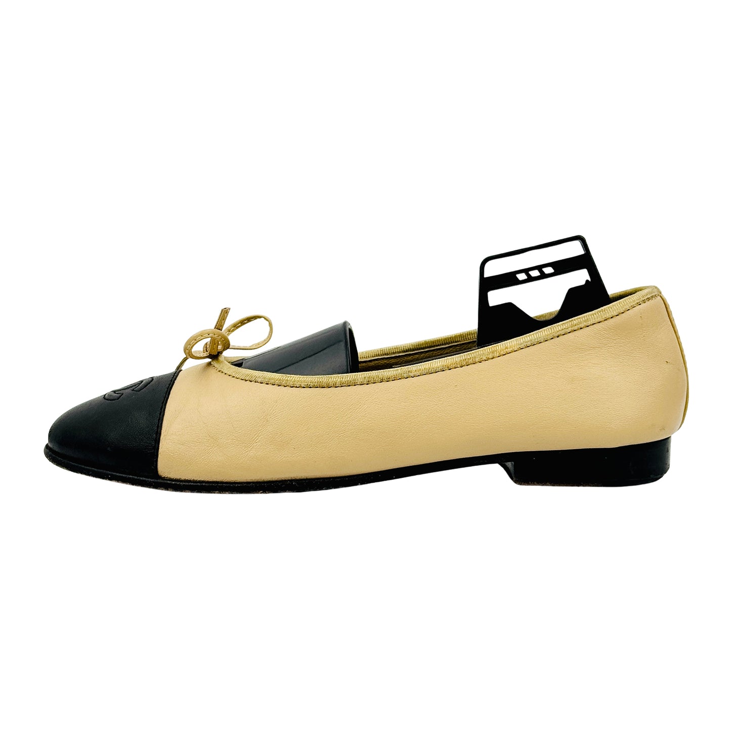 Chanel Women's 'Beige Black' Ballet Flats (Size 37)