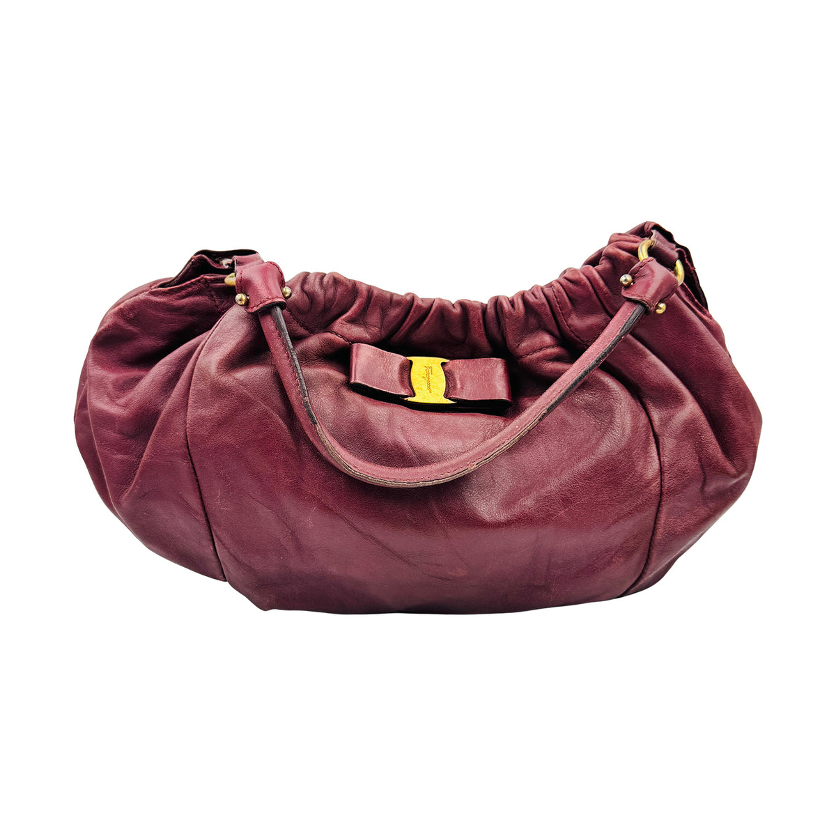 Salvatore Ferragamo Vara Bow Pleated Slouchy Hobo Bag