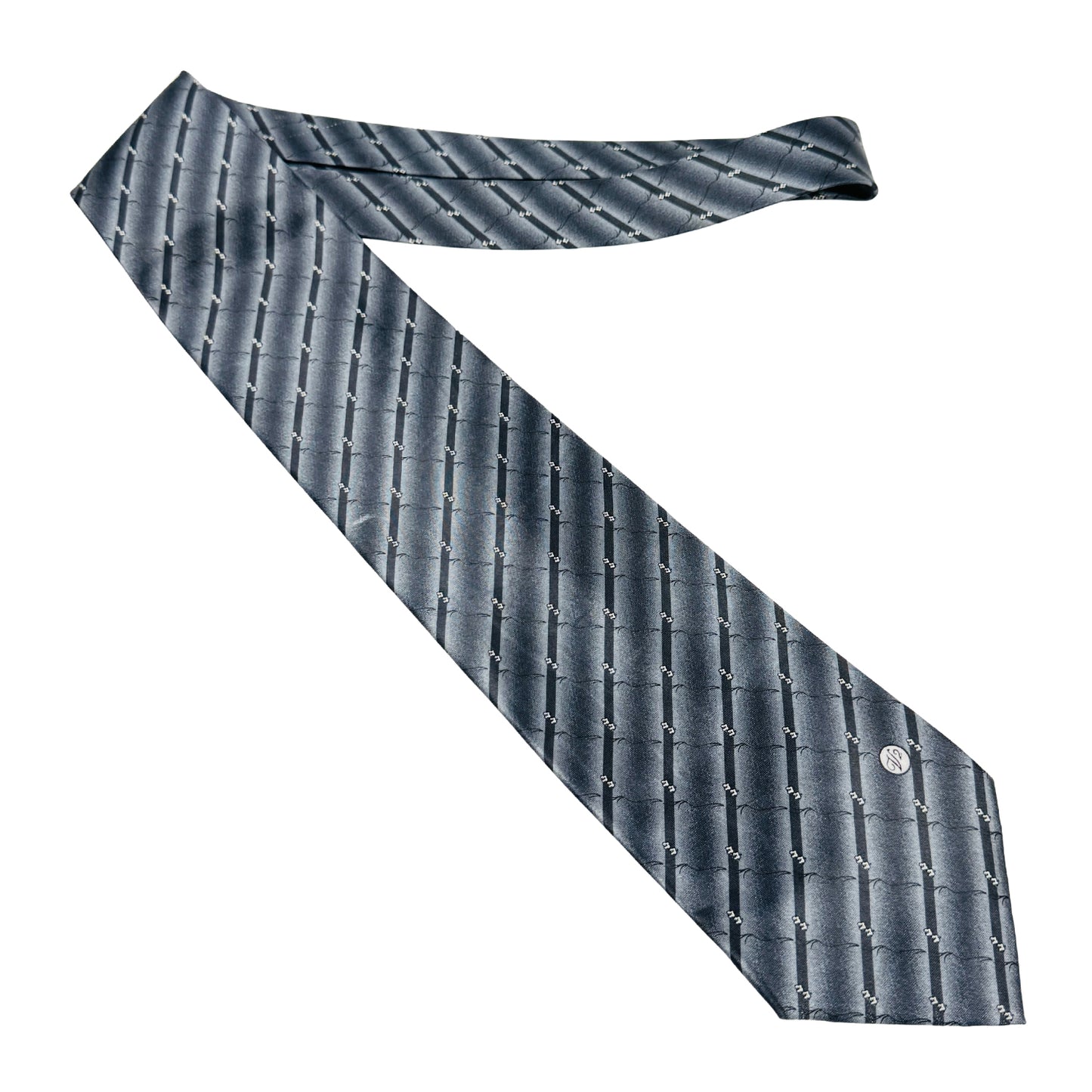 Versace Silver 'Diagonal Stripe' Tie (Size Regular)