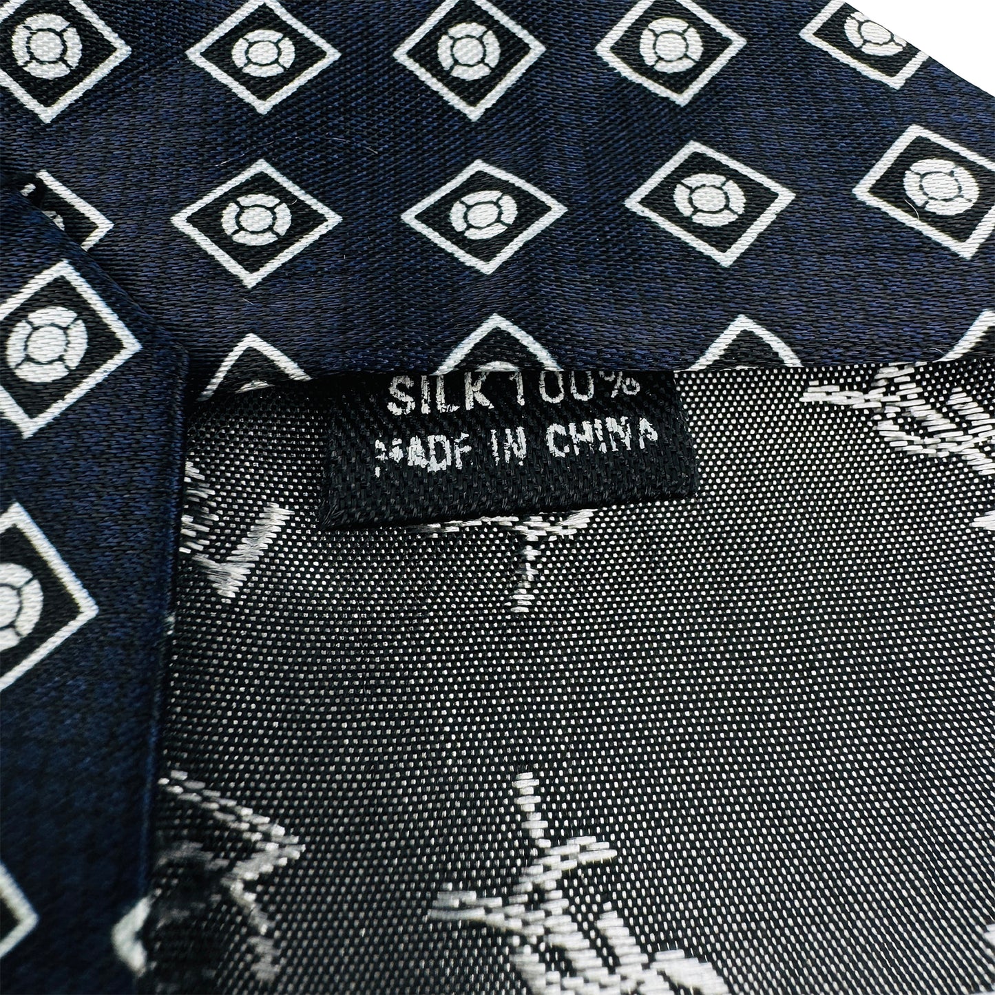 Yves Saint Laurent Navy Blue 'Geometric Square Pattern' Tie (Size Regular)