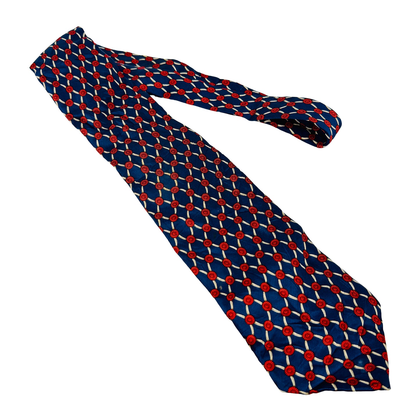Lanvin Navy Blue 'Floral Medallions' Tie (Size Regular)