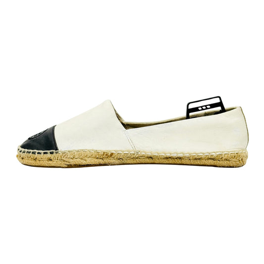 Tory Burch Off-White Cap-Toe Espadrille Shoes (Size 41)