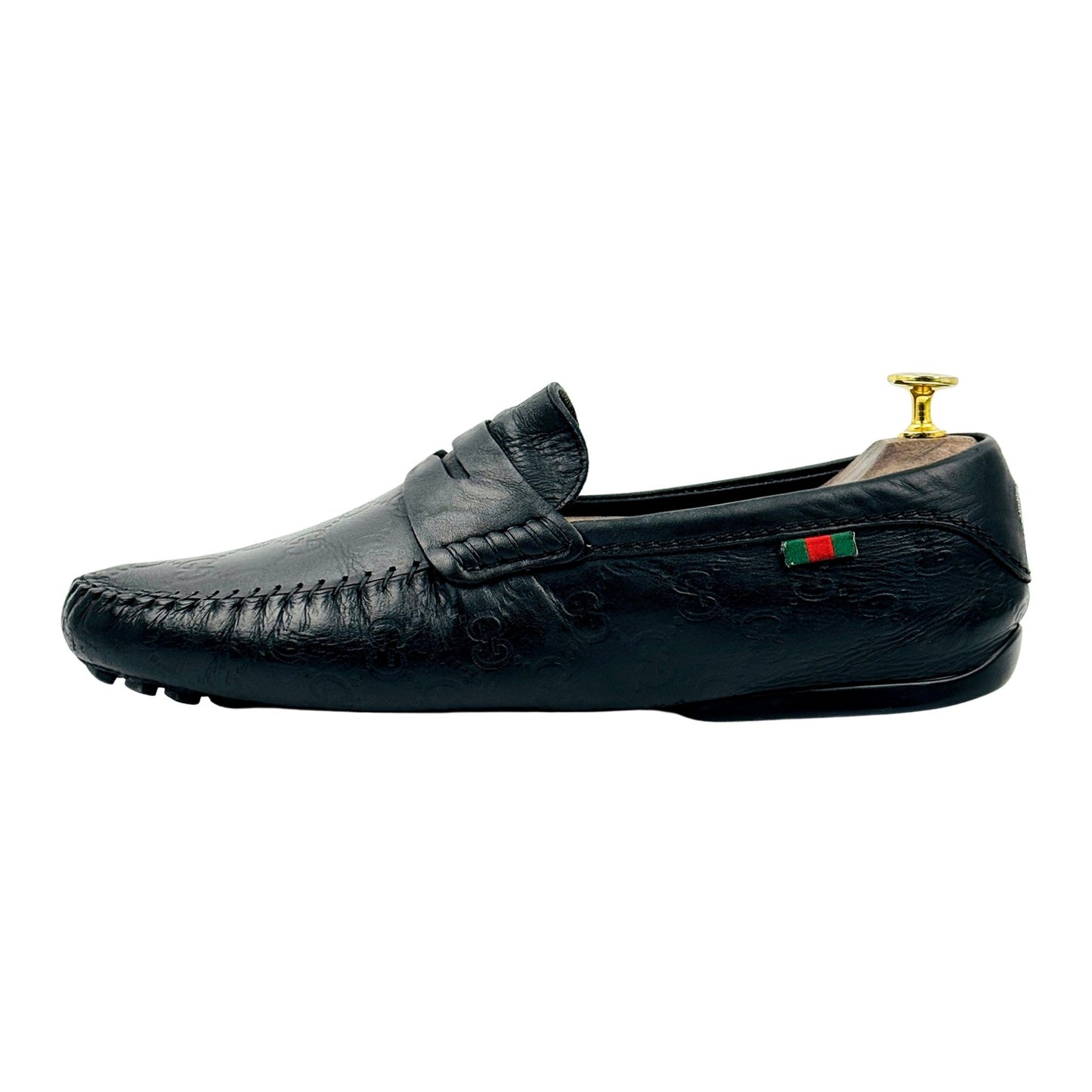 Gucci Men's Black Guccissima Leather Loafers (Size 42)