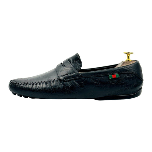 Gucci Men's Black Guccissima Leather Loafers (Size 42)