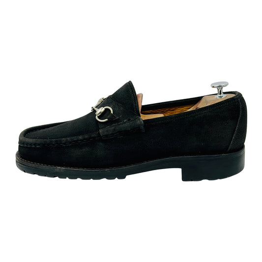 Gucci Horsebit Black Suede Lug Sole Loafers (Size 44/44.5)