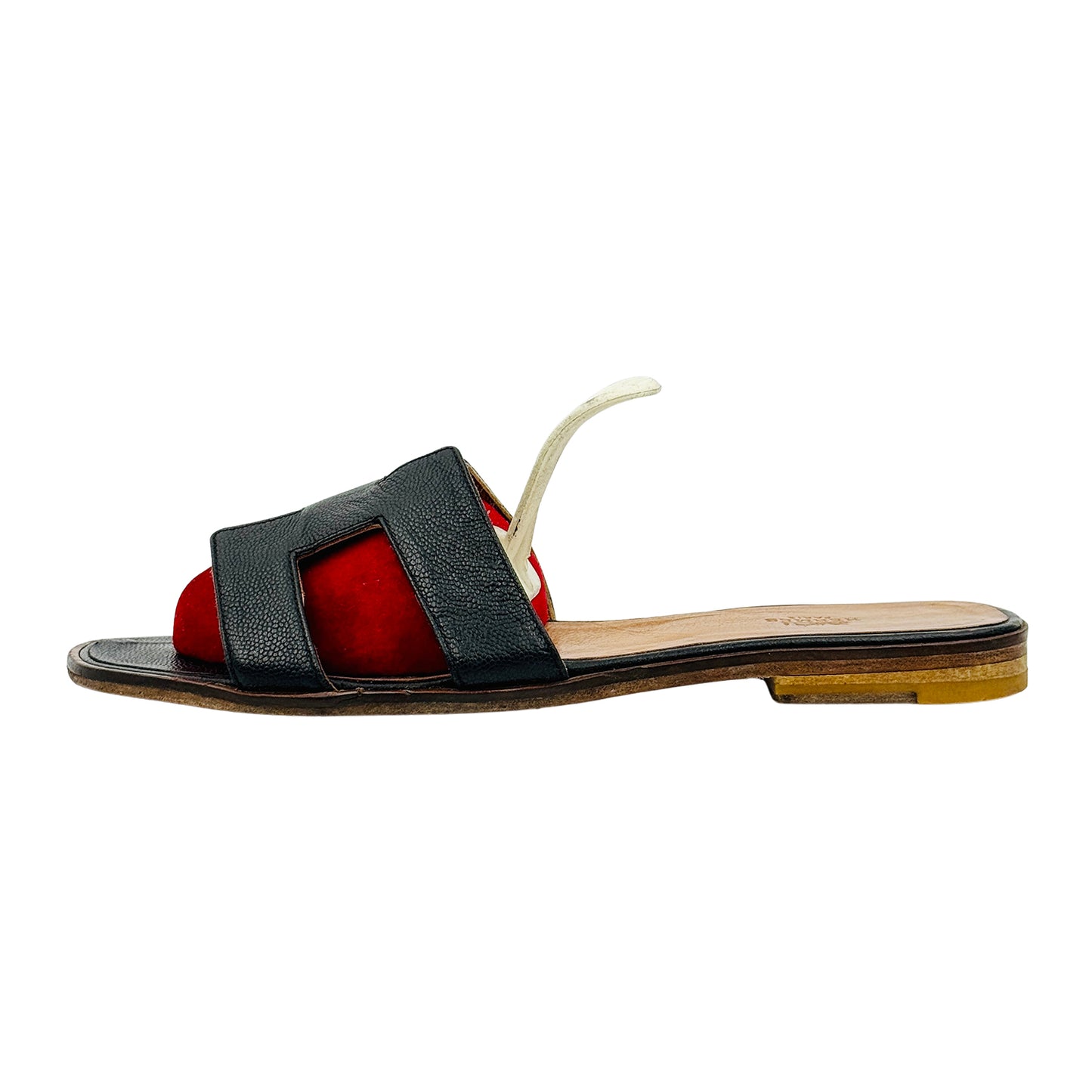 Hermès Oran Black Leather Slippers (Size 39)