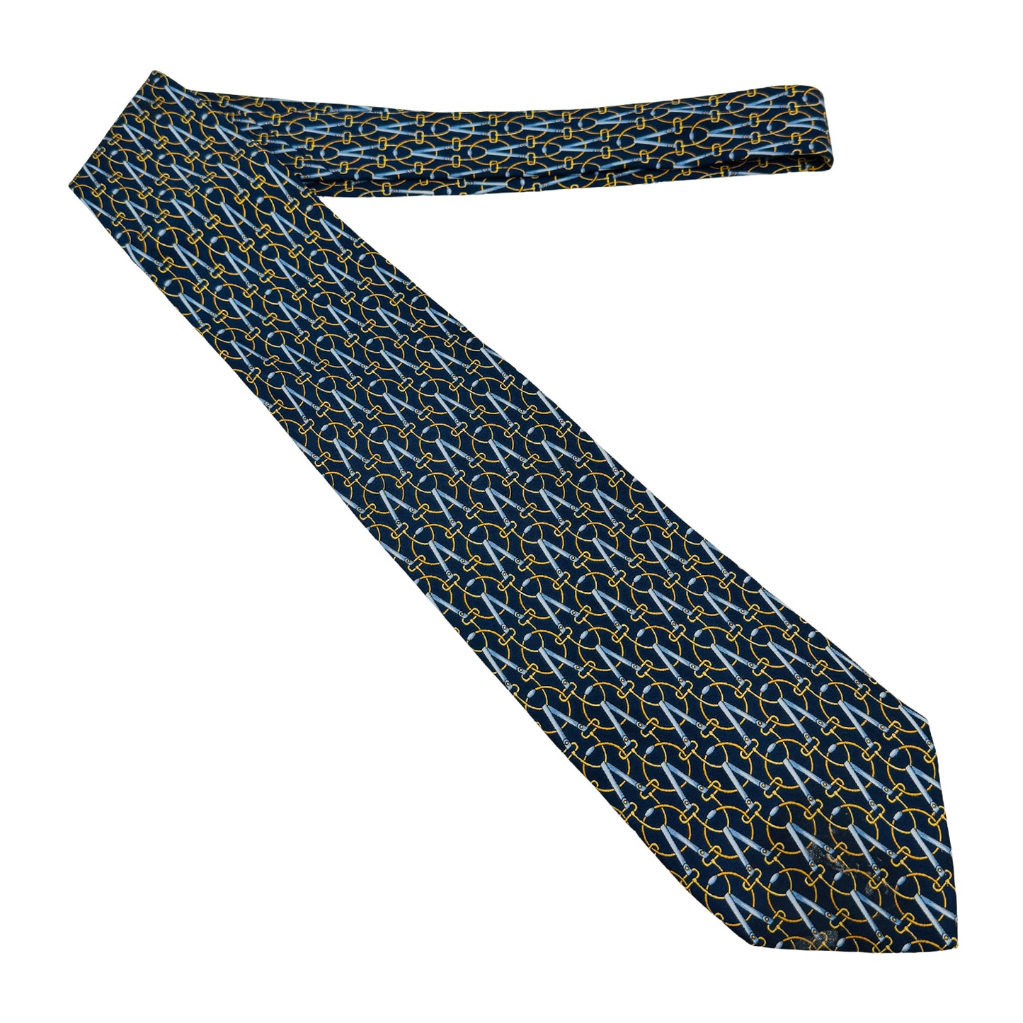 Gucci Dark Navy Blue 'Chain Pattern' Tie (Size Regular)