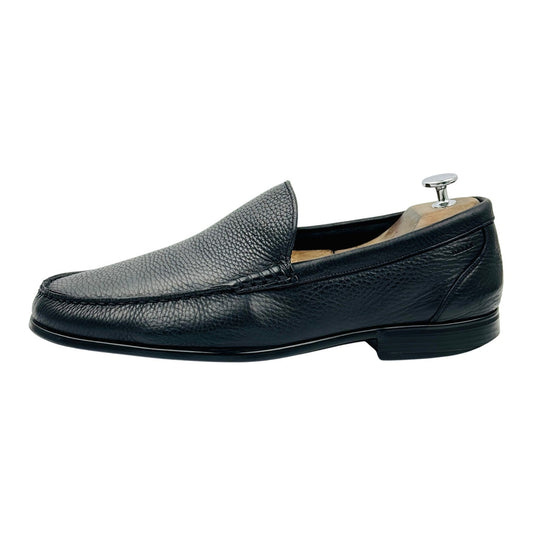 Bally Men's Black Pebbled Leather Loafers (Size 44)