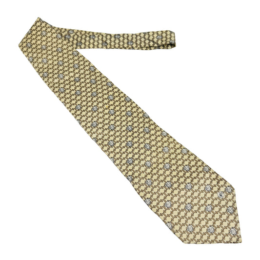 Versace Beige 'Geometric Pattern' Silk Tie (Size Regular)