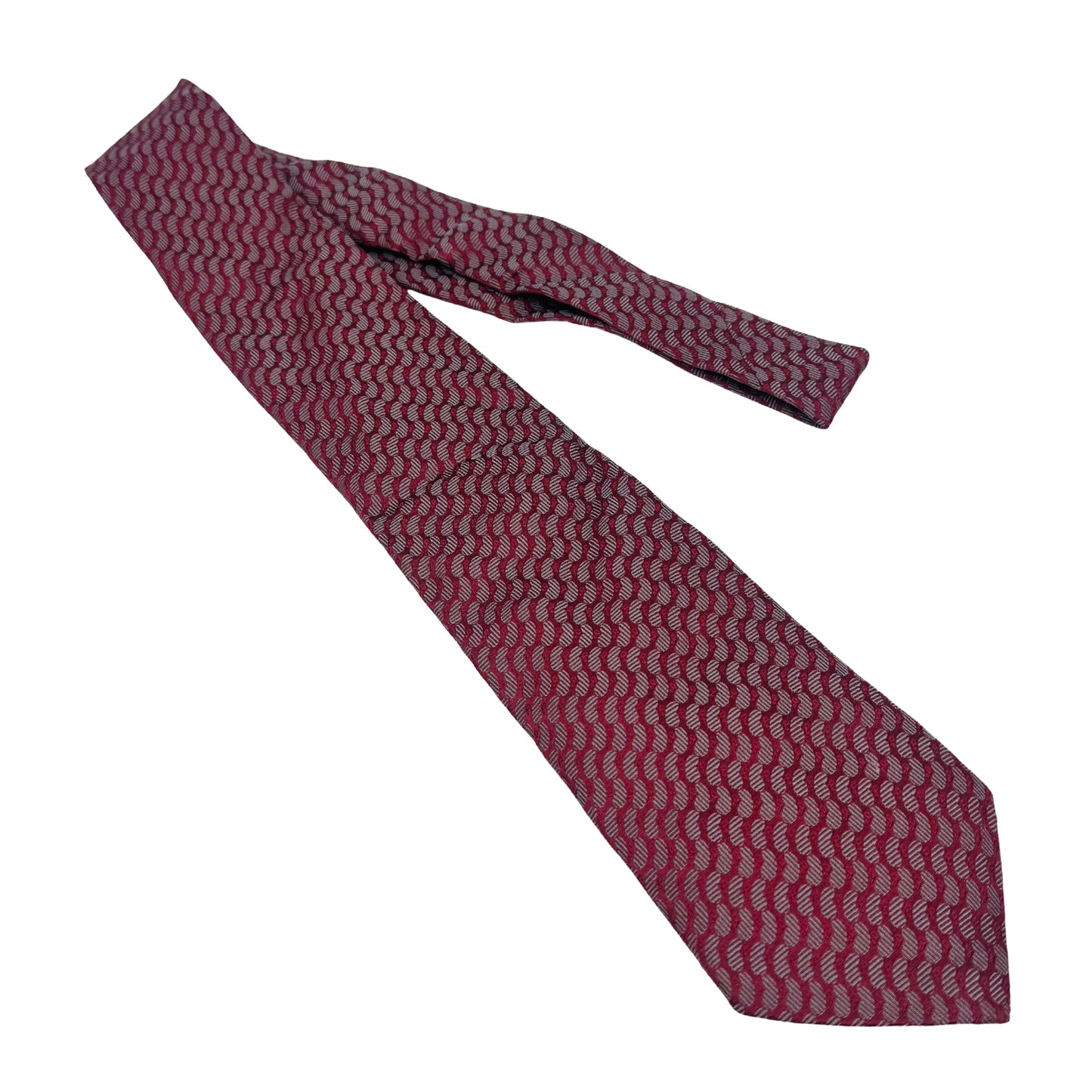 Giorgio Armani Wine Red 'Geometric Pattern' Silk Tie (Size Regular)