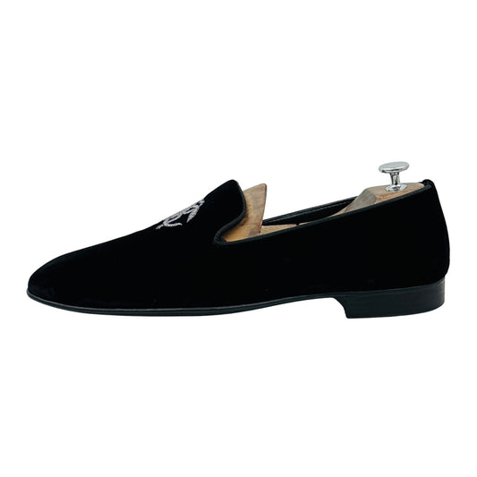 Roberto Cavalli Monogram Mirror Snake Black Loafers (Size 44)
