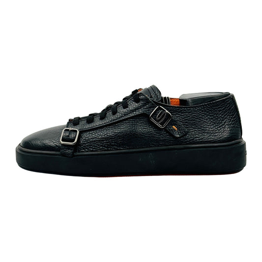 Santoni Men's Black Leather Sneakers (Size 40) - MBCD21738