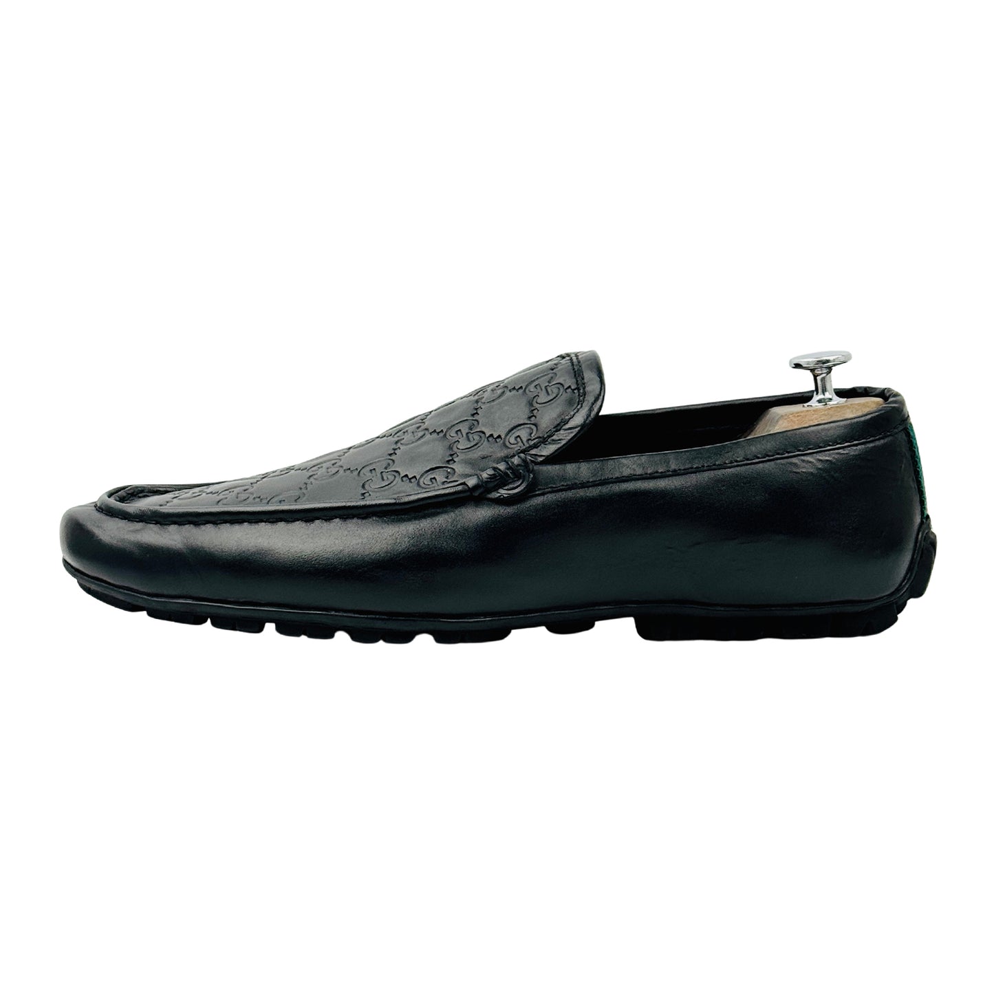 Gucci Black Guccissima Leather Driving Loafers (Size 45/45.5)