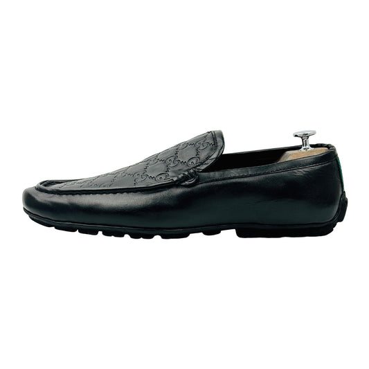Gucci Black Guccissima Leather Driving Loafers (Size 45/45.5)