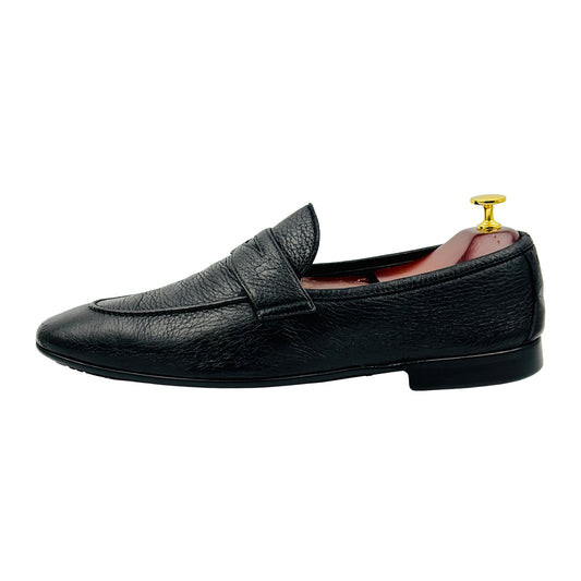 Moreschi Men's Black Leather Penny Loafers (Size 43)