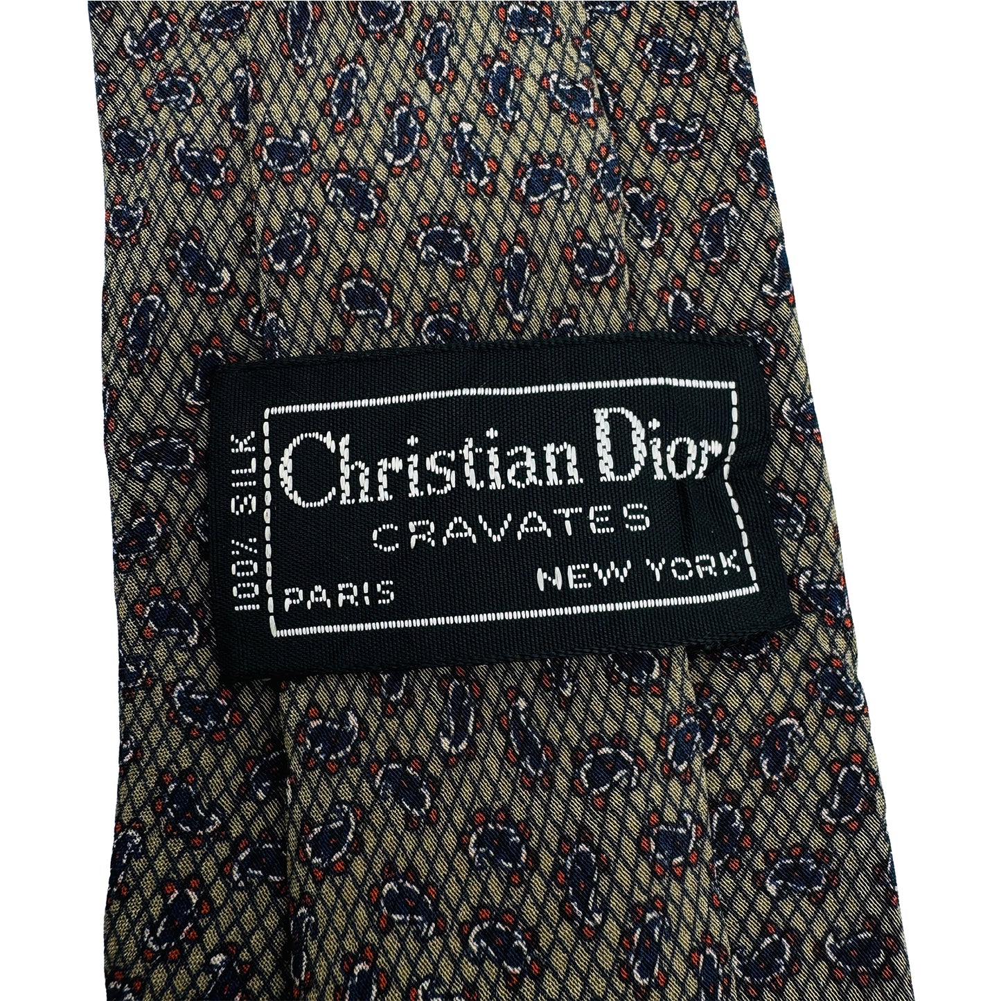 Christian Dior Tan 'Paisley Pattern' Tie (Size Slim Fit)