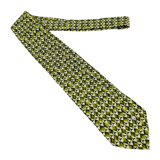 Dunhill Olive Green Geometric Pattern Tie (Size Regular)
