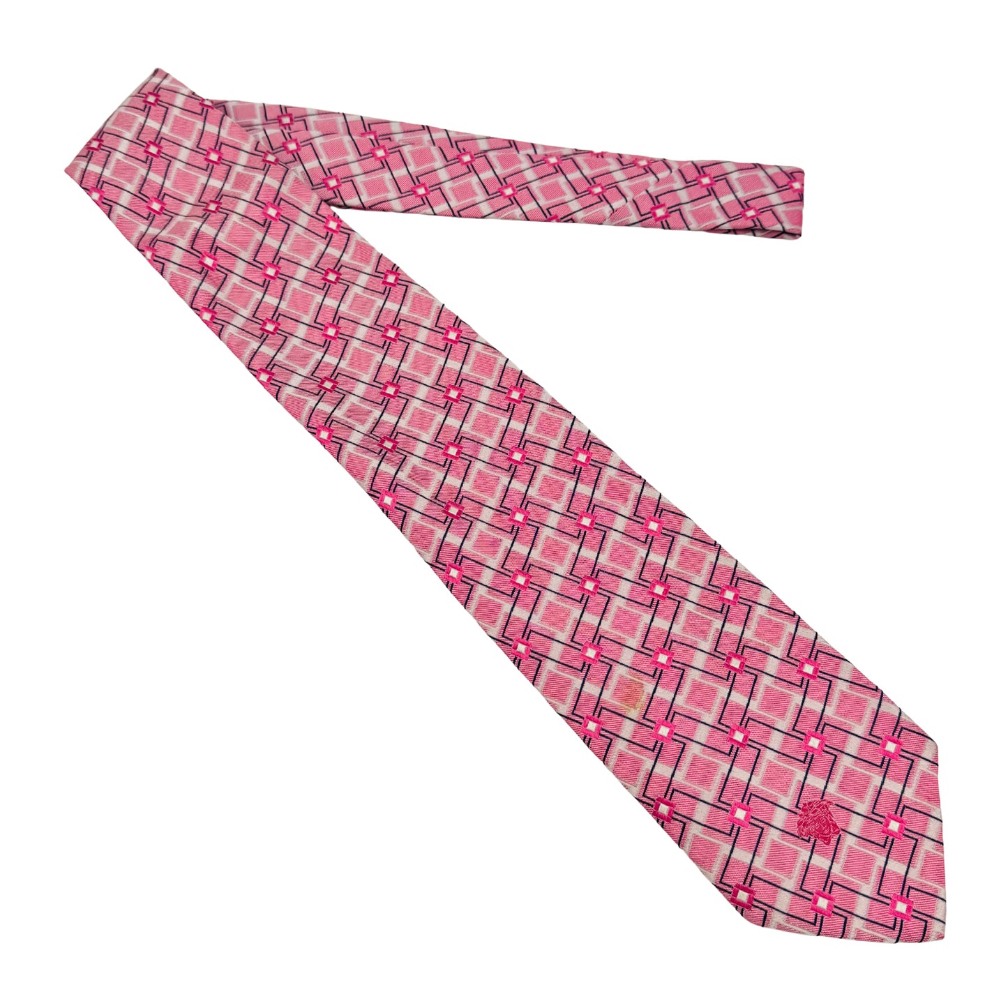 Versace Pink 'Geometric Pattern' Silk Tie (Size Regular)