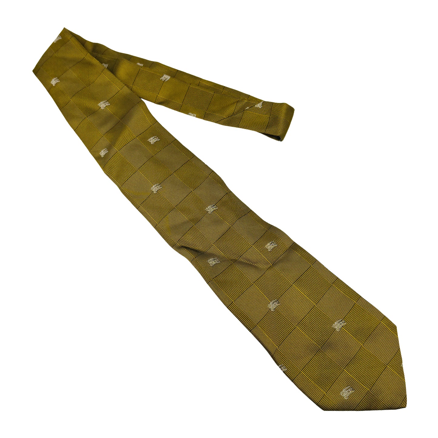 Burberry Mustard Check Blocks Silk Tie (Size Regular)