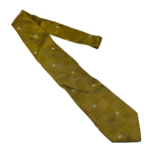 Burberry Mustard Check Blocks Silk Tie (Size Regular)
