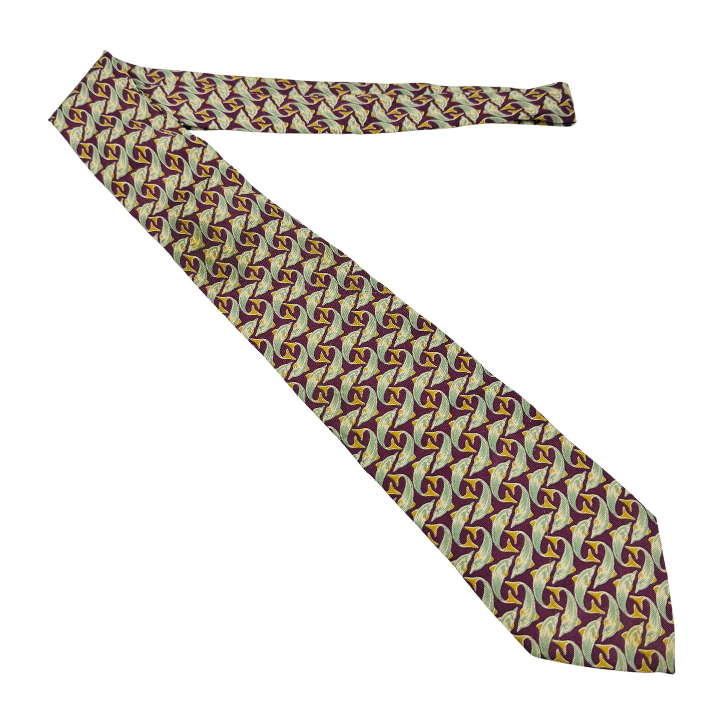 Eduard Meier Burgundy 'Geometric Pattern' Tie (Size Regular)