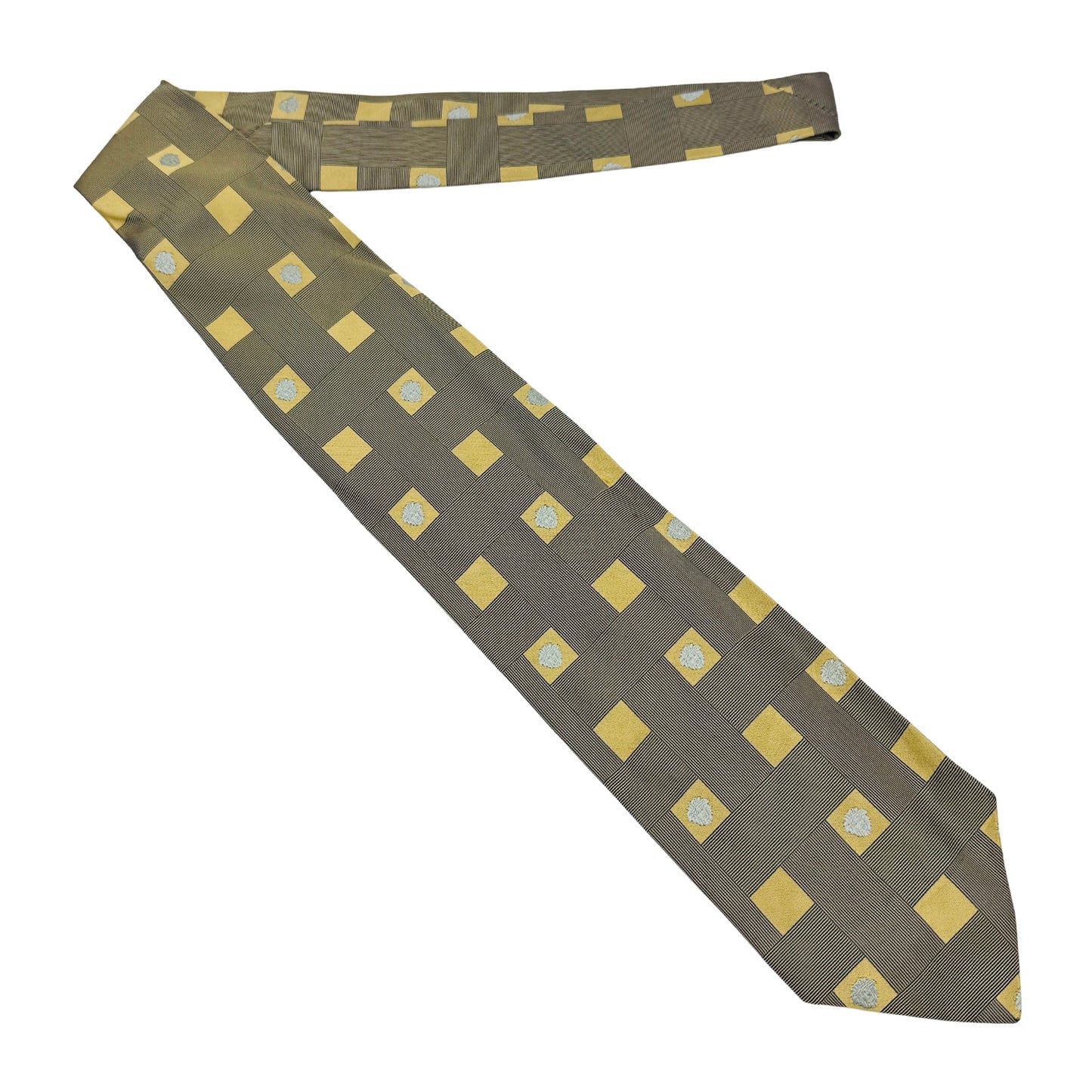 Gianni Versace Mustard Yellow 'Medusa Motifs' Tie (Size Regular)