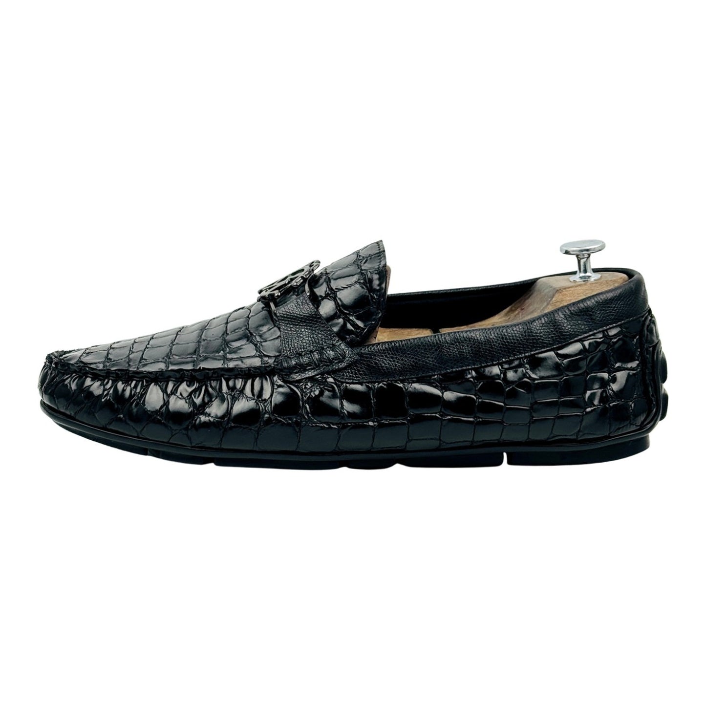 Roberto Cavalli Crocodile-Effect Leather Loafer (Size 45)