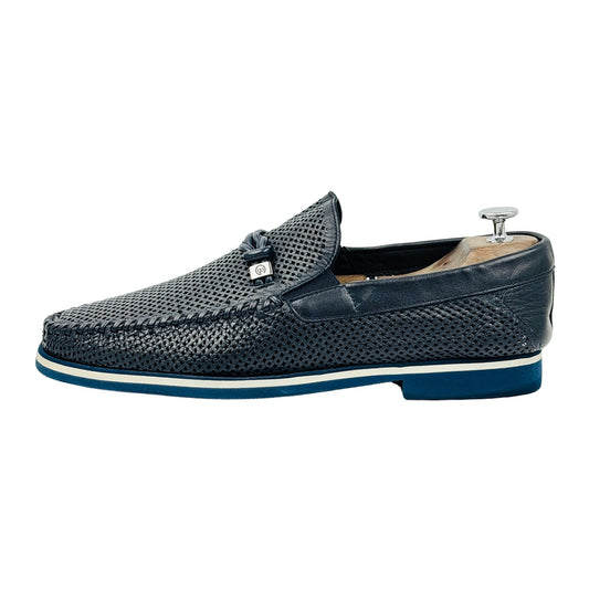 Baldinini Men's Blue Leather Loafers (Size 44/44.5)