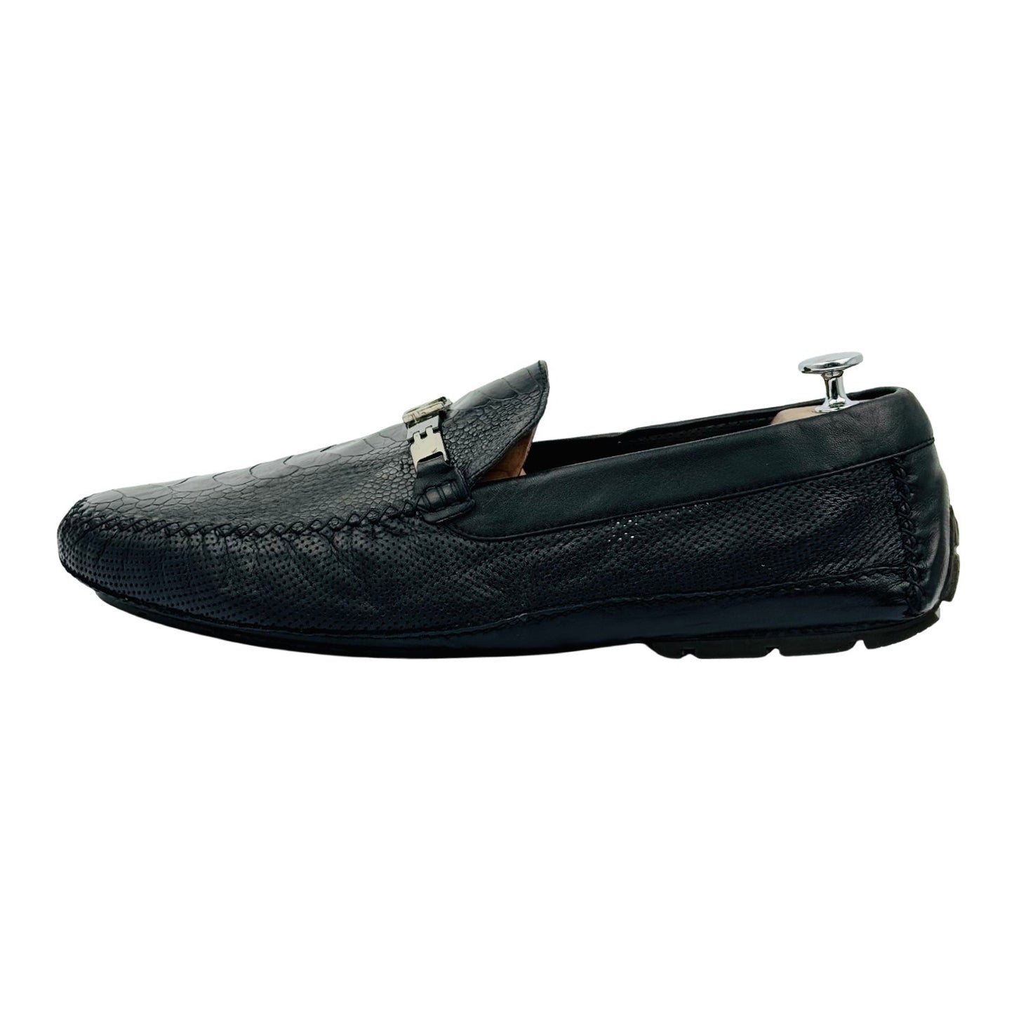 Moreschi Men's Black Croc Embossed Loafer (Size 45)