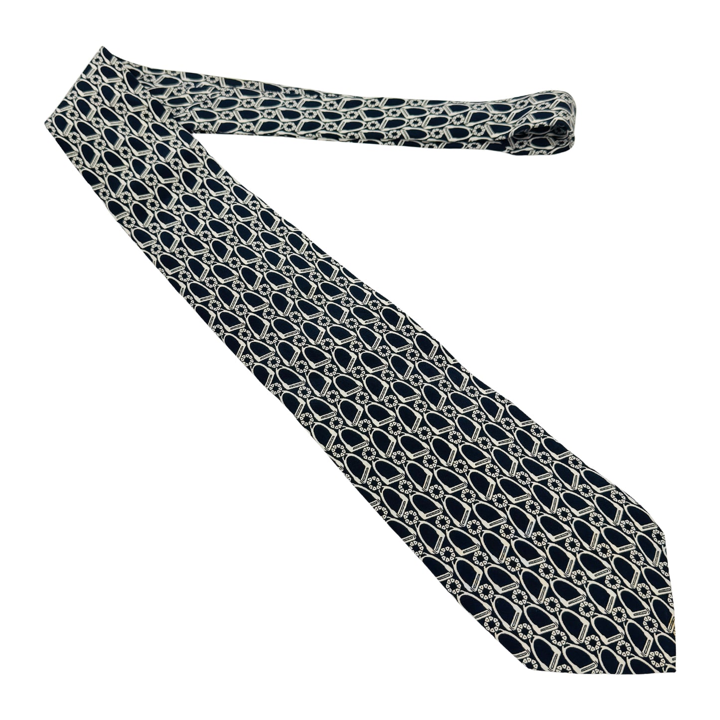 Pierre Balmain Dark Navy 'Geometric Pattern' Tie (Size Regular)