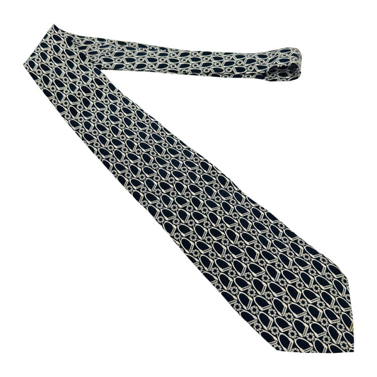 Pierre Balmain Dark Navy 'Geometric Pattern' Tie (Size Regular)