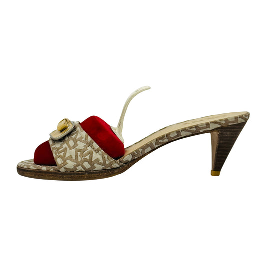 DKNY Women's Yellow Patent Leather Heel Sandals (Size 39)