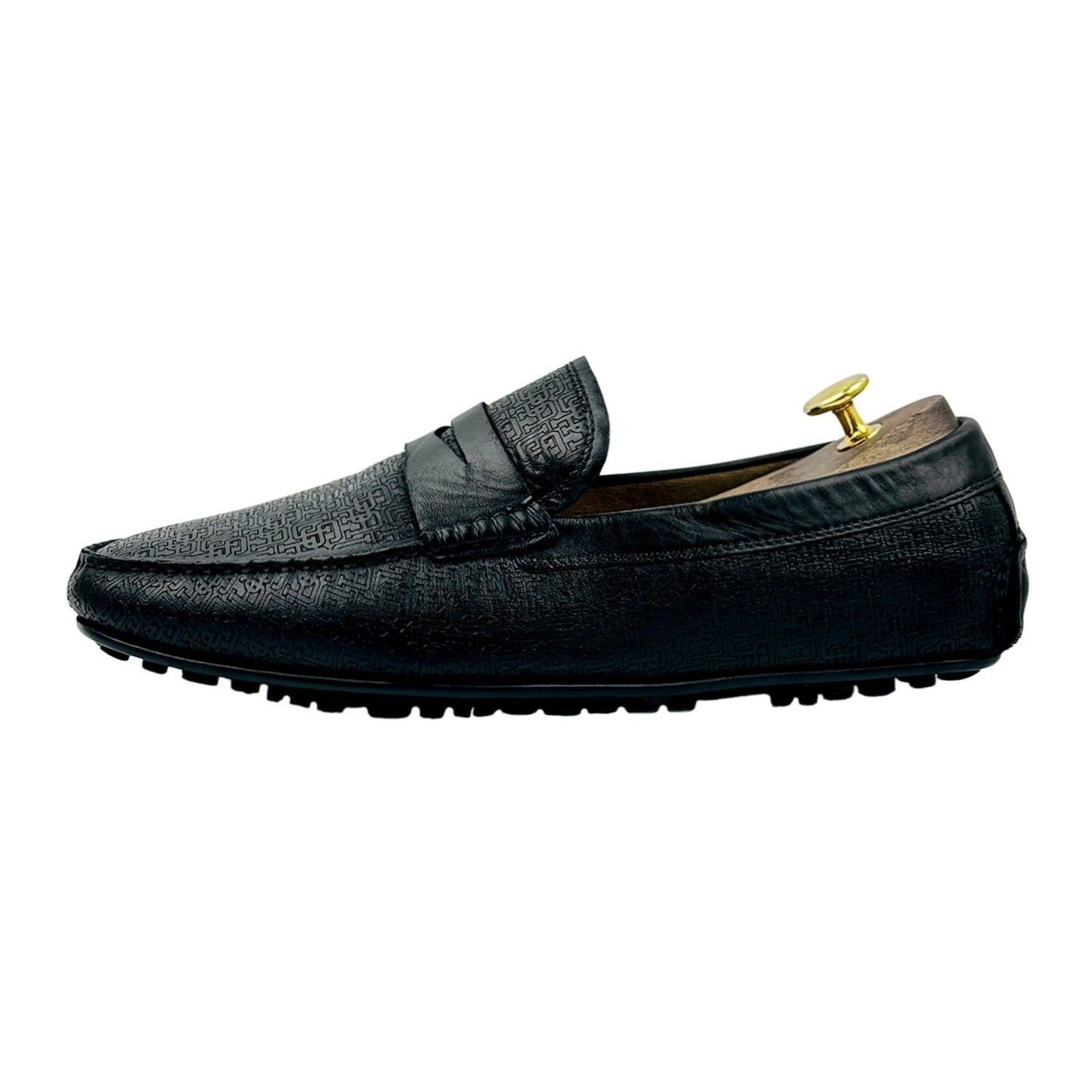U.S. Polo Assn. Black Textured Leather Loafers (Size 43)