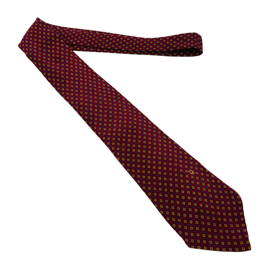 Christian Dior Burgundy 'Geometric Pattern' Tie (Size Regular)
