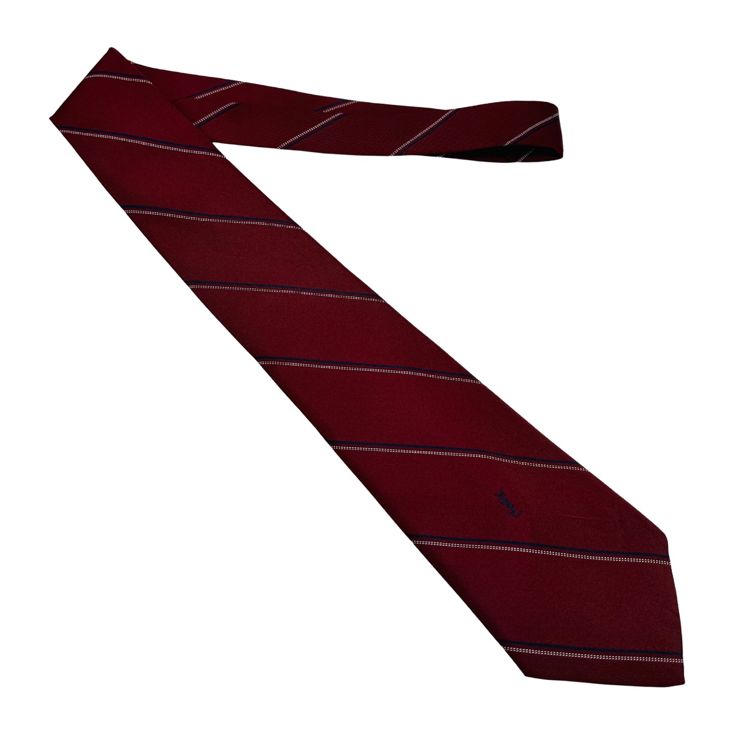 Yves Saint Laurent Maroon 'Diagonal Stripes' Tie (Size Regular)
