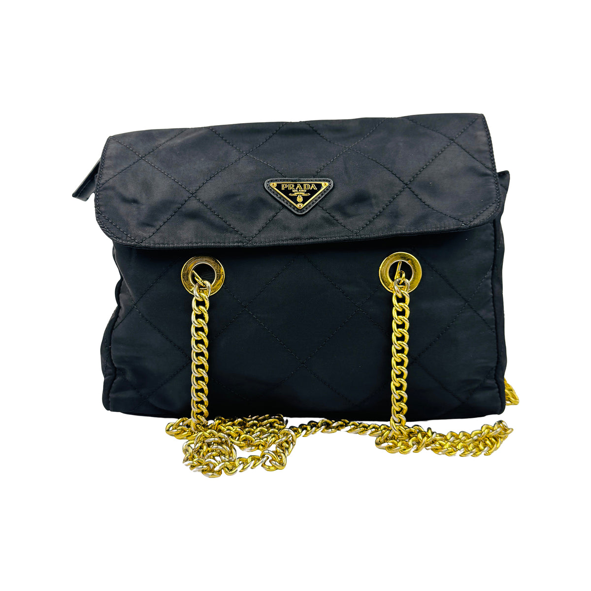 Prada Tessuto Impuntu Quilted Flap Chain Shoulder Bag