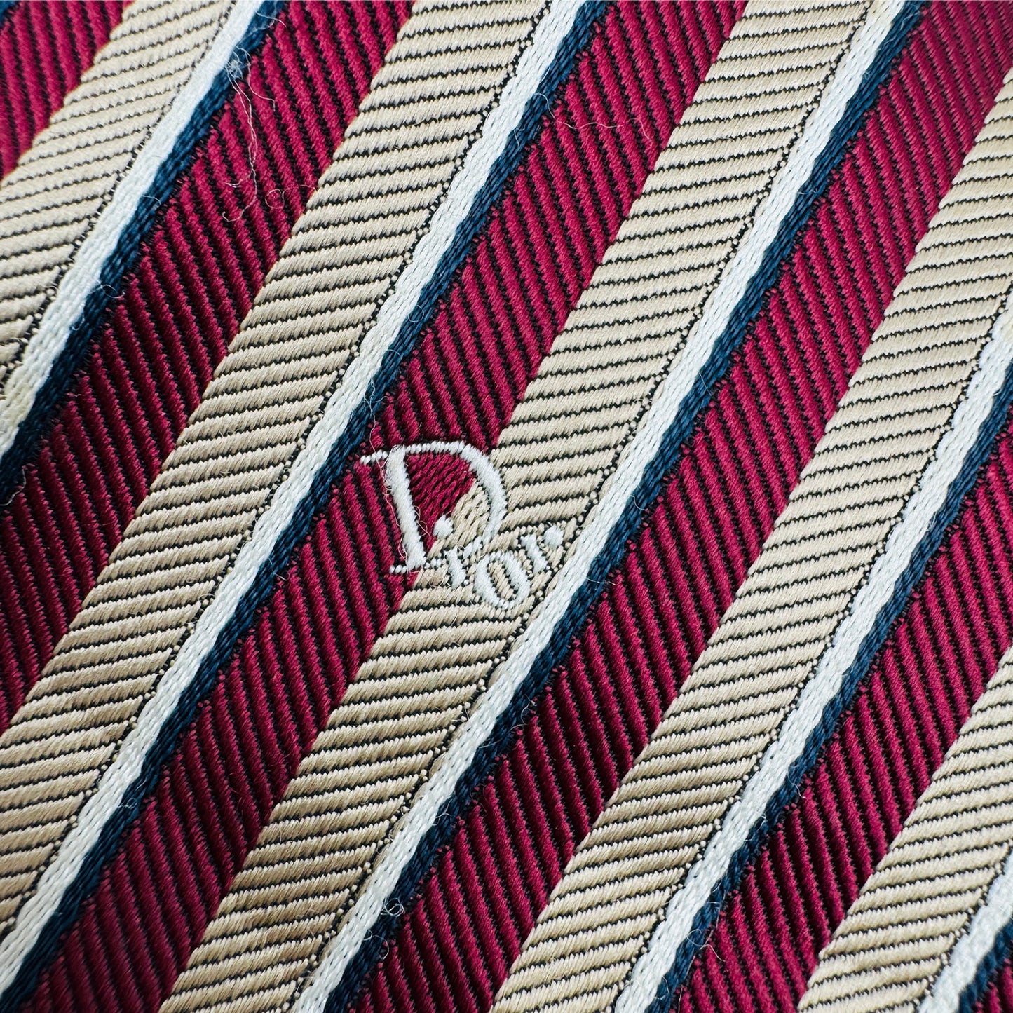 Christian Dior Burgundy 'Diagonal Stripes' Tie (Size Regular)
