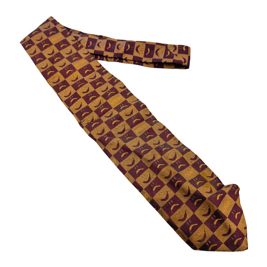 Moschino Burgundy 'Checked Pattern' Silk Tie (Size Regular)