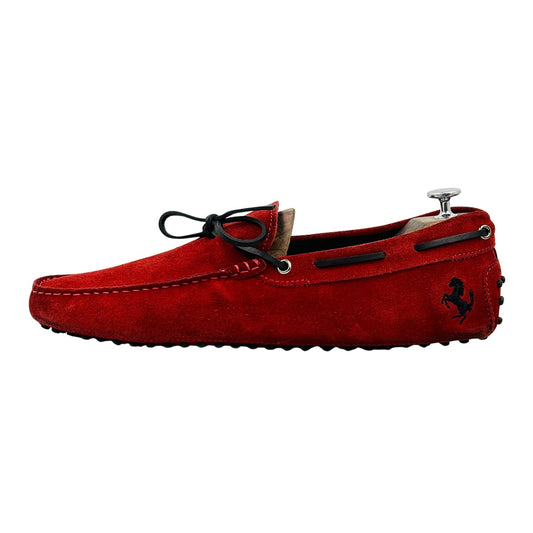 Tod's For Ferrari Red Suede Driving Loafers (Size 45)