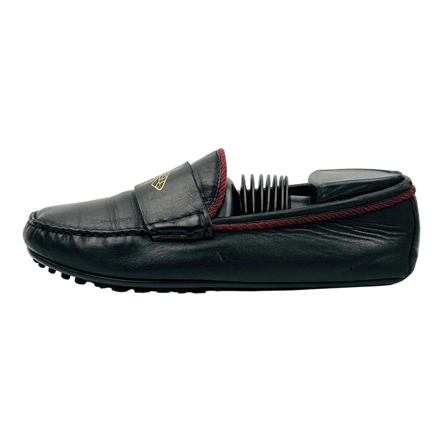 Gucci Bee Embroidered Black Leather Loafers (Size 41) - 497117