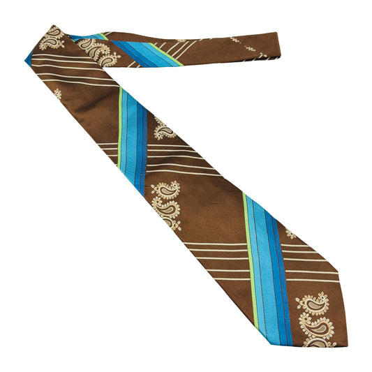 Kenzo Homme Brown 'Striped Paisley Pattern' Tie (Size Regular)