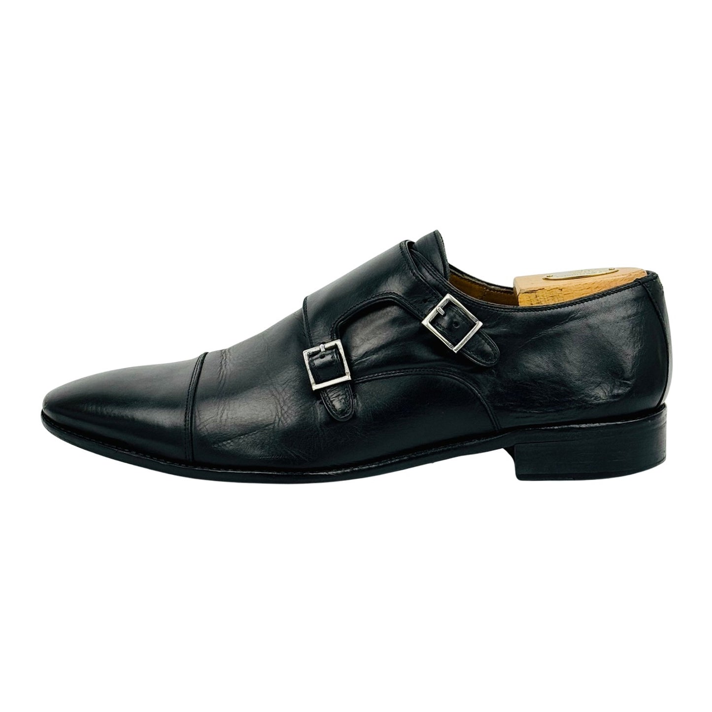 Suitsupply Black Leather Double Monk Strap Shoes (Size 43)